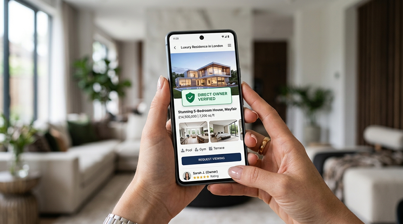 Tampilan listing properti di smartphone dengan badge Direct Owner Verified di katalog RekanProperti